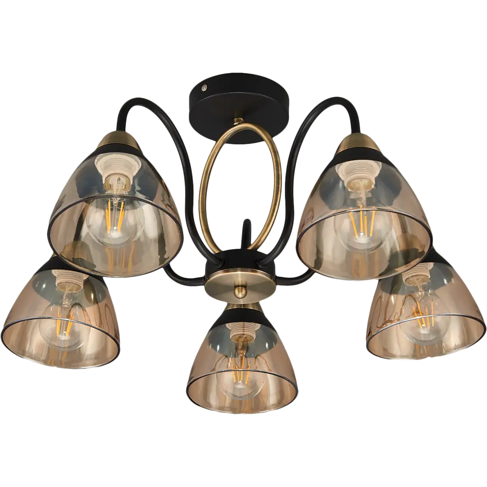 Люстра потолочная JLIGHT FIONA 5 лампы 24 м², цвет черный/бронза 84534228 STLM-2062498 