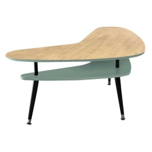 Журнальный столик с полкой морская волна "Бумеранг" WOODI  00-3966525 Беленый дуб;бежевый;голубой