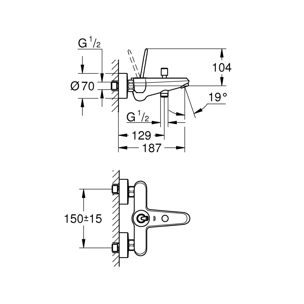 Смеситель для ванны Grohe Eurodisc Joy однорычажный цвет белый 80158275 STLM-2160245 Eurodisc Joystick - Вид №1