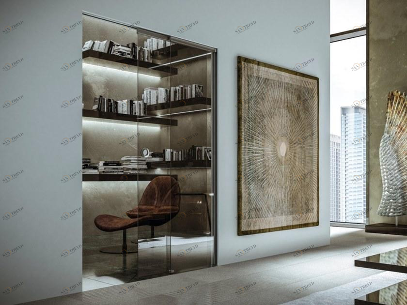 Scrigno Рама стойки для раздвижных дверей с параллельными стеклянными дверями Essential sun-id-1432400