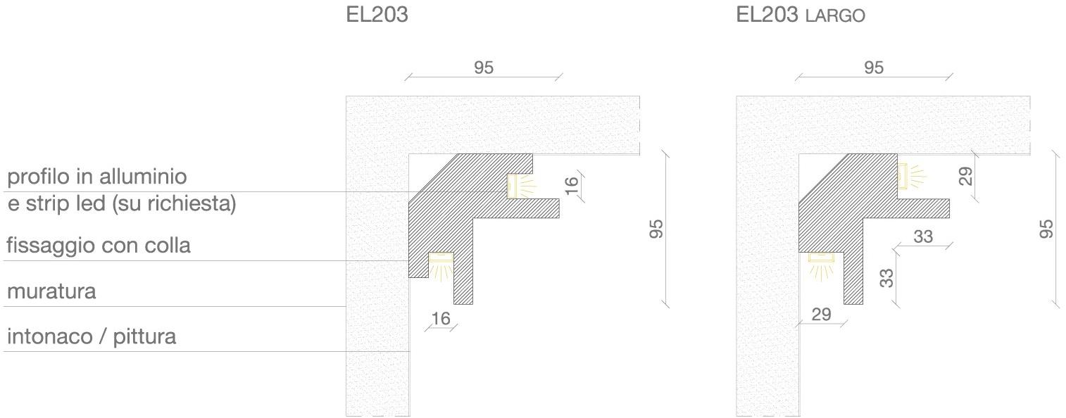 Eleni Угловая рамка для двунаправленного рассеянного светодиодного света  El203  - Вид №5