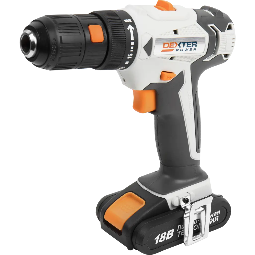 Дрель-шуруповерт аккумуляторная Dexter Power CDT219LD.T, 18 В Li-Ion 2 Ач STLM-2141921