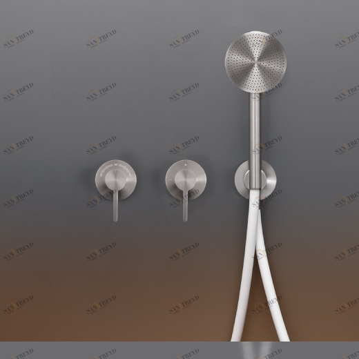 Настенный термостатический смеситель набор для ванной / душем с системой Acqua Stop, 2/3 ходовой и круглой ручного душа Ø 80 м т  INV60H CEADESIGN 