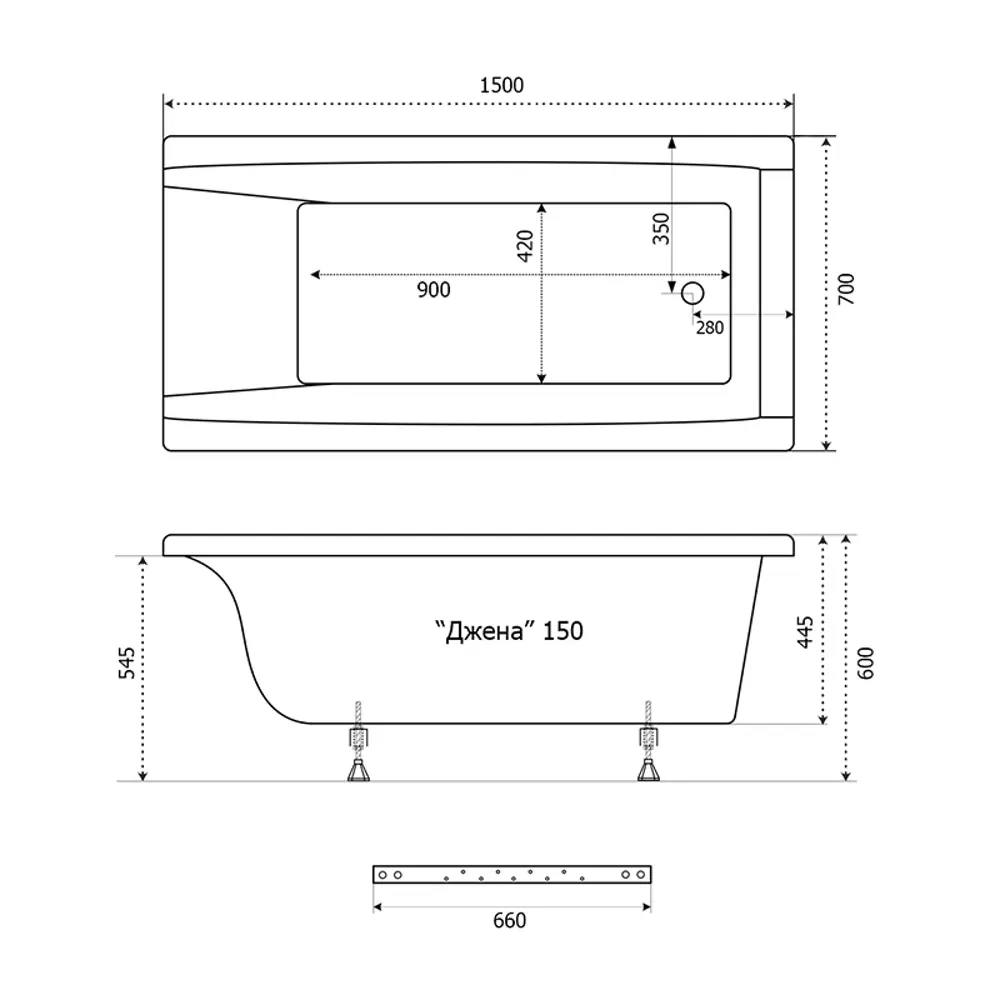 Ванна Triton «Джена» акрил 150x70 см STLM-2188725 - Вид №7
