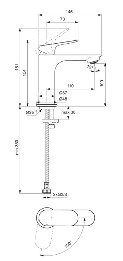 Однорычажный смеситель для раковины Ideal Standard Ceralife O ARCH-00024541 - Вид №2