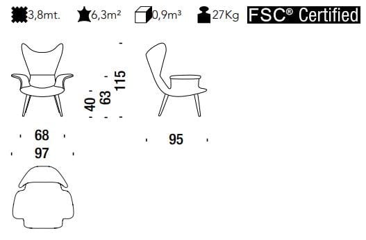Кожаное кресло с подлокотниками MOROSO Longwave ARCH-00032688 - Вид №2