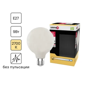 Лампа светодиодная Lexman G95 E27 220-240 В 9 Вт матовая 1055 лм теплый белый свет