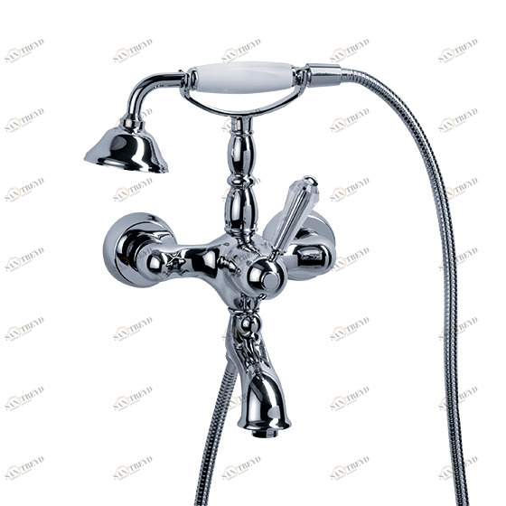 Смеситель однорычажный для ванны ½“ с душевым гарнитуром, настенный монтаж JOERGER Delphi Deco 129.20.500.000-AA