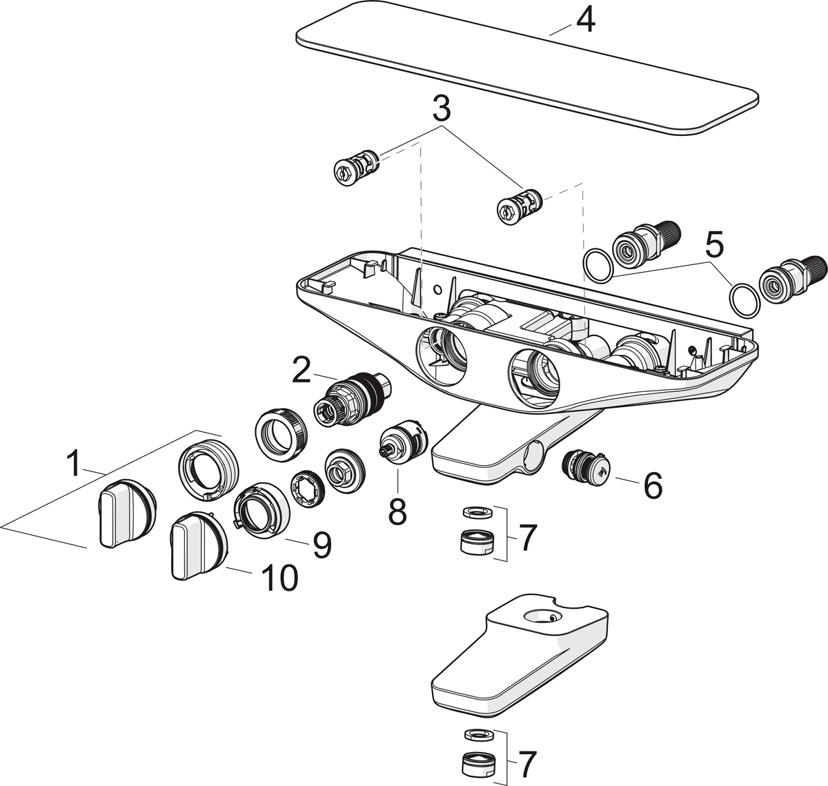 Oras 7540-11 Cмеситель для ванны и душа 7540-11 Esteta Хром/Белый  - Вид №4