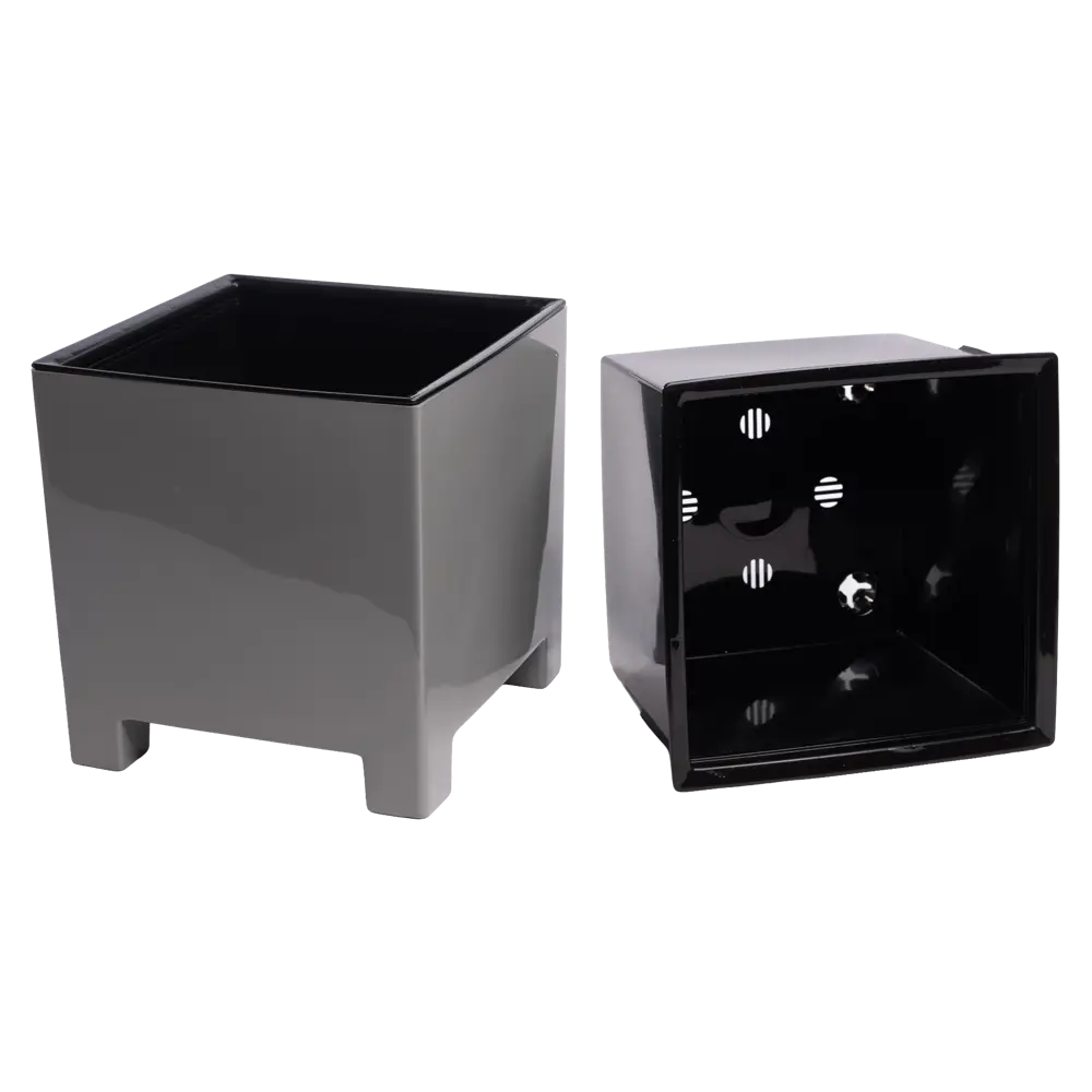 Кашпо Evergreen Design Нард 14x14x14 см v2.1 л пластик серый муссон 89452966 STLM-2045712 - Вид №1