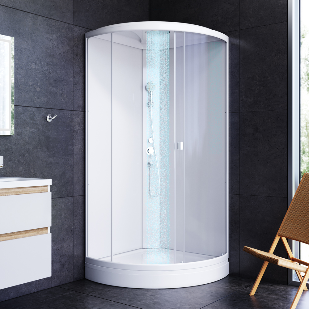 W88C-301-090WT кабина душевая 90х90 стекло прозрачное профиль белый AM.PM X-Joy  - Вид №7