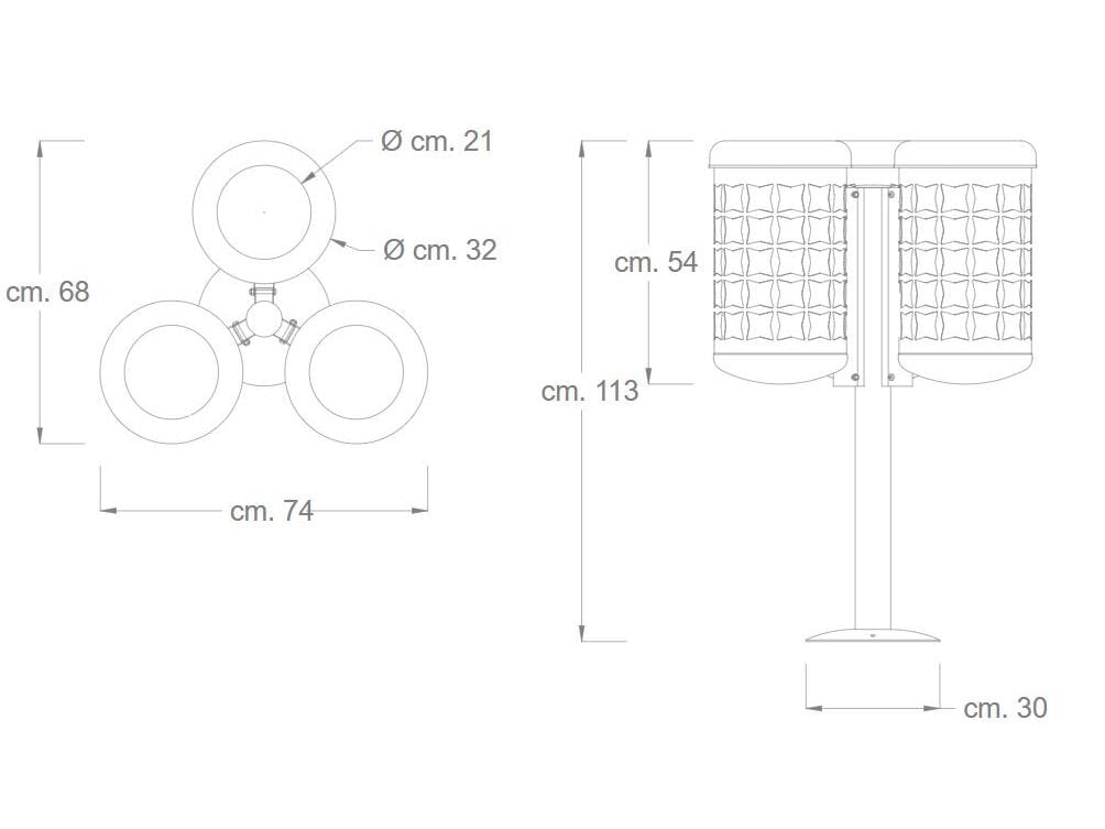 Корзина для мусора из листового металла для раздельного сбора DIMCAR GLIFO ARCH-00047369 - Вид №2