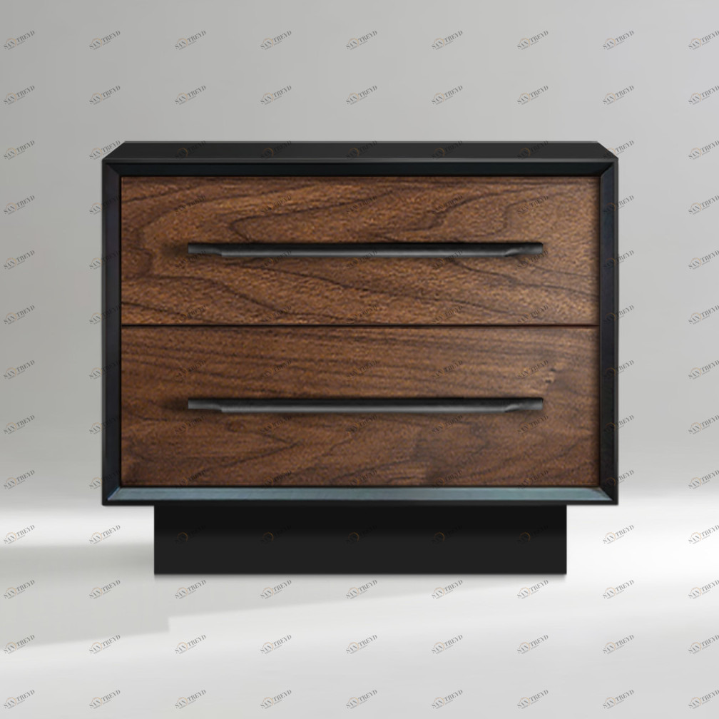 Прикроватная тумбочка с 2 ящиками американский орех Garon ACWD GARON 00-3981960 Коричневый;черный 