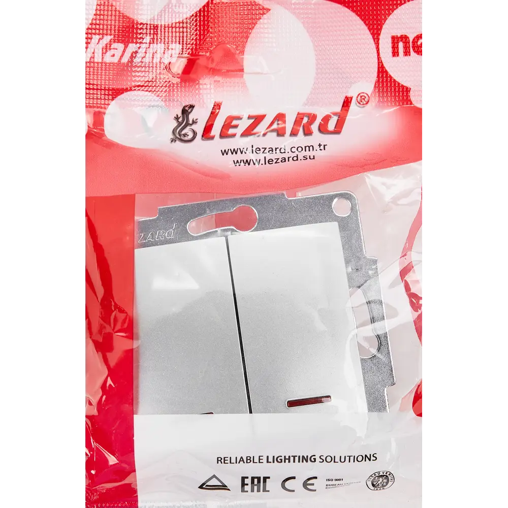 Выключатель Lezard Karina 2 клавиши с подсветкой цвет матовый серый 84410712 STLM-2004719 - Вид №5