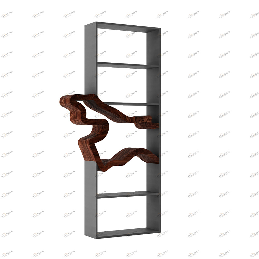 Стеллаж деревянный дизайнерский серый, орех "Крона" от Odingeniy ODINGENIY  178445 Коричневый;серый 