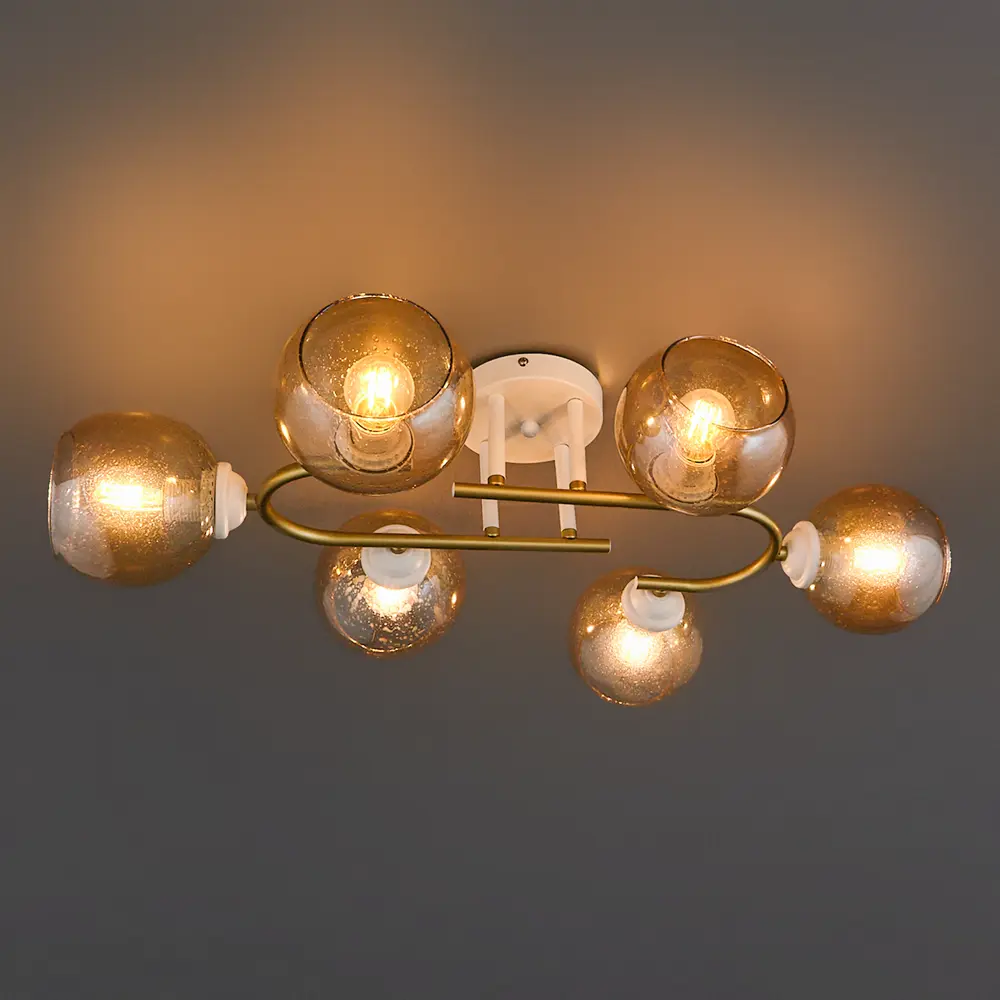 Люстра потолочная Jlight Jerome 3153/6C 6 ламп E27 60W цвет белый и матовое золото 85233265 STLM-2057529  - Вид №2