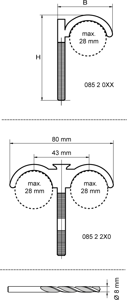 0852280 Монтажные профиля BIS Дюбель крюковой для монтажа труб к полу WALRAVEN  - Вид №1