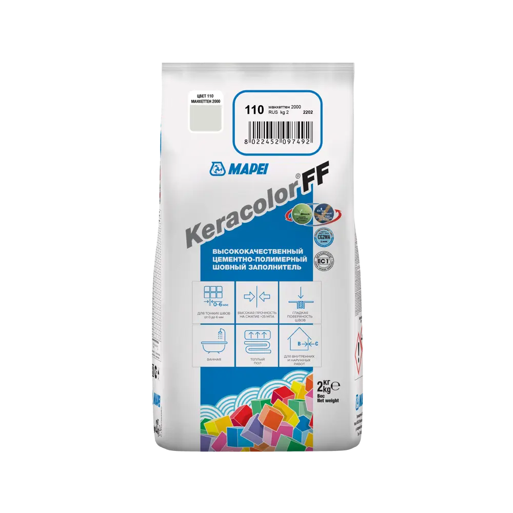 Затирка MAPEI Keracolor FF Манхеттен для плитки и мозаики 81981431 STLM-0016522 - Вид №2