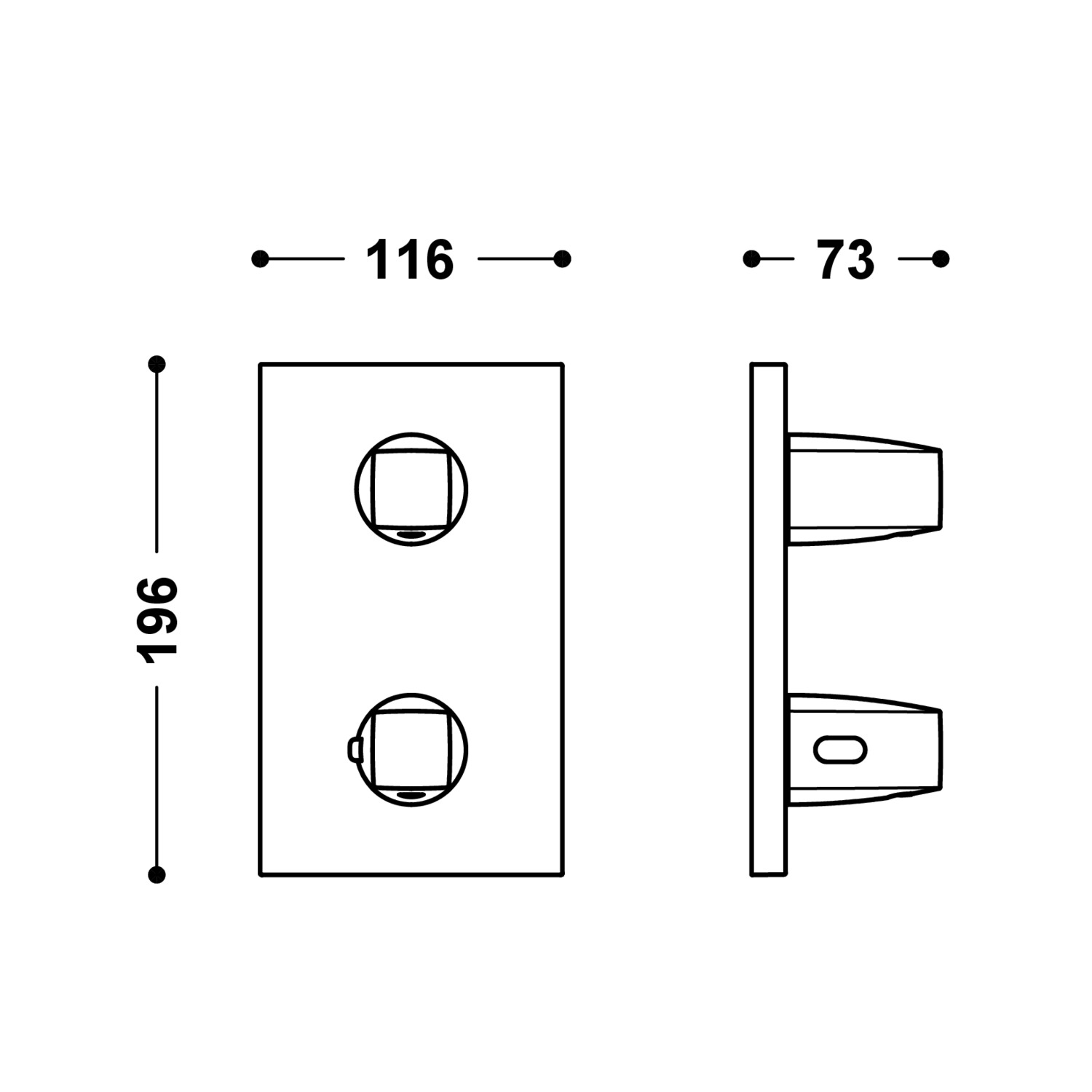 Видимая часть ТЕРМОБЛОКА для скрытого 2-ходового термоблока-21125001 TRES Therm-box - Вид №1