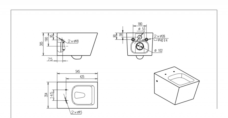 C01002W-A-ENG Подвесной унитаз настенный Белый Bravat  Китай  - Вид №2