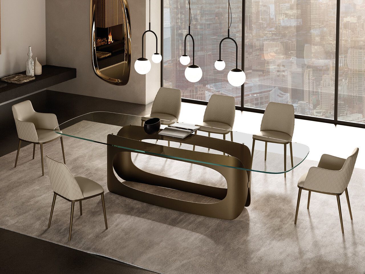 Стол с окрашенным металлическим основанием и хрустальной столешницей EFORMA Polifemo ARCH-00046893 - Вид №4