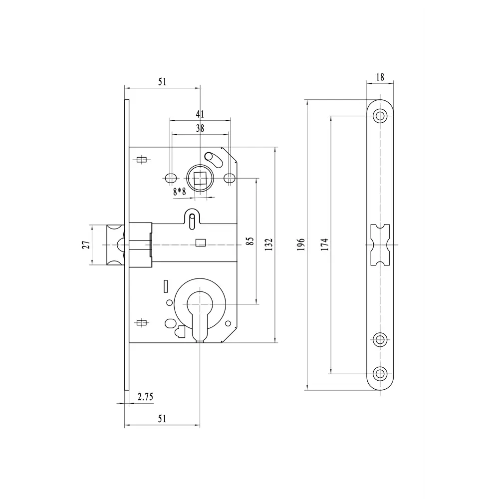 EDSON Защёлка дверная с цилиндровым замком EDS-50-85 коричневая 81964452 STLM-0015699 - Вид №4