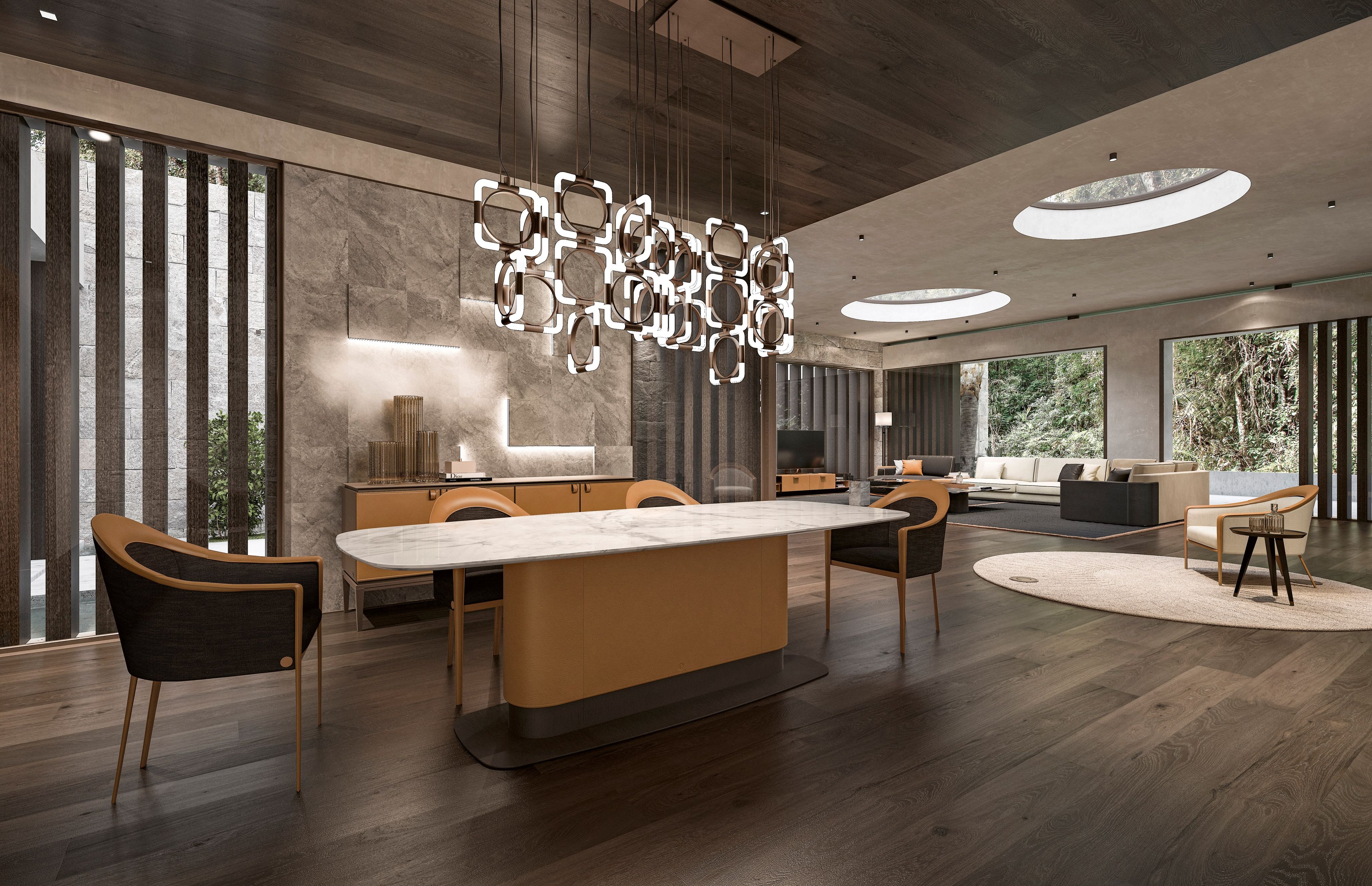 Кожаный и тканевый стул с подлокотниками CPRN HOMOOD Starlight ARCH-00073767 - Вид №1