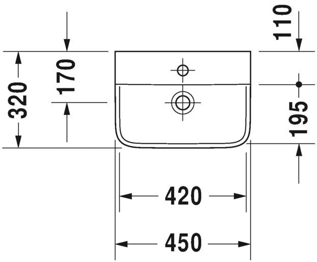 0716450000 Подвесная раковина настенная овальная Duravit P3 Comforts - Вид №1