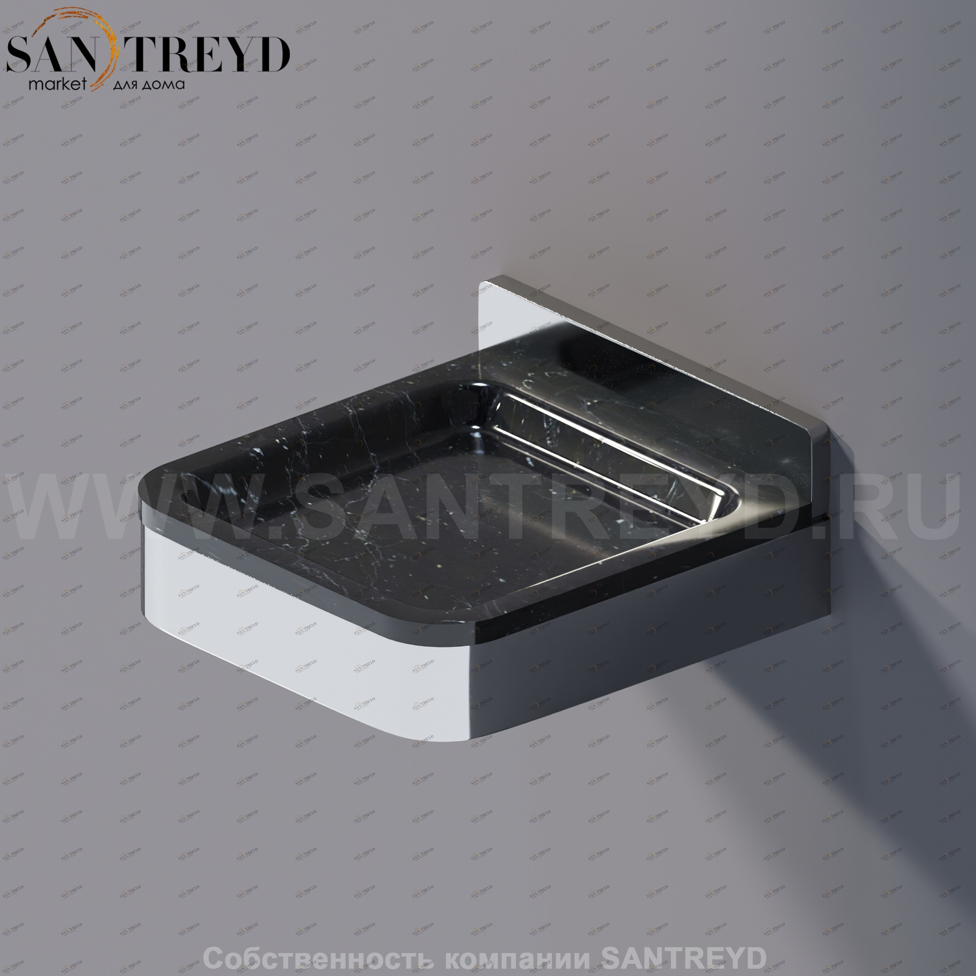 Agape MEMORY Мыльница из черного мрамора в хромированном каркасе AMEM851ANM