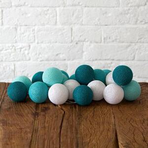 Гирлянда из хлопковых шариков от батареек на 20 лампочек, бирюзовые тона