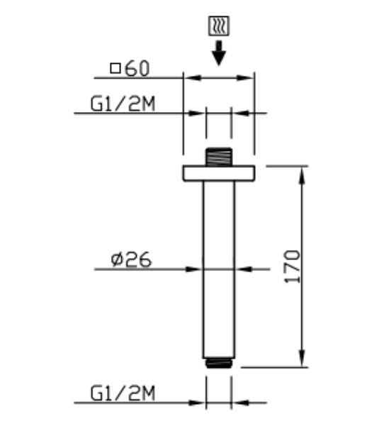 Душевая рука CARIMALI BRACCIO DOCCIA TONDO ROSONE QUADRO ARCH-00129942 - Вид №2