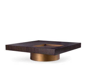 Деревянный и металлический низкий квадратный журнальный столик