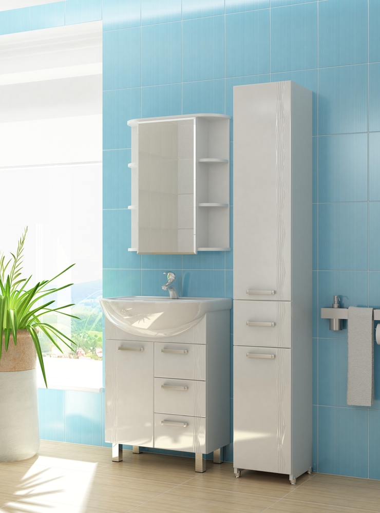 Тумба с раковиной Atlantic-3 600 (Уют)600⨉300⨉830 мм белый Santreyd sun-id-665192 - Вид №4