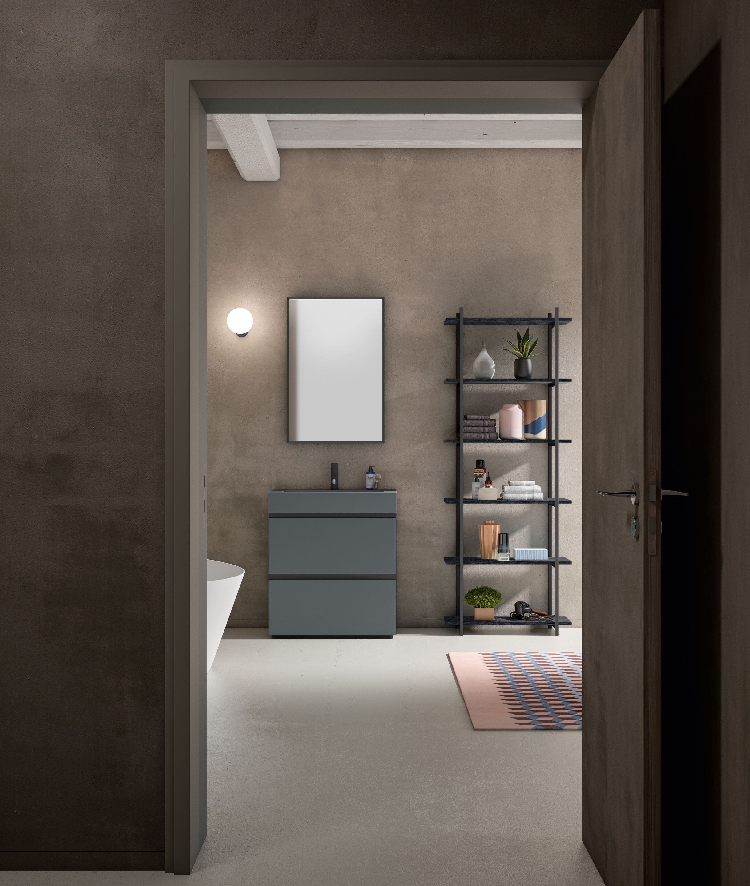 Шкаф для умывальника Fenix с зеркалом и стеллажом Birex Gola Up ARCH-00003830 - Вид №1