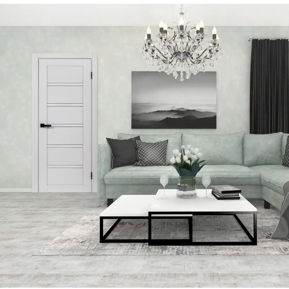 Комплект двери Легда-28 со стеклом 70x200 см полипропилен цвет серое дерево без доборов PORTIKA STLM-2144932 - Вид №1