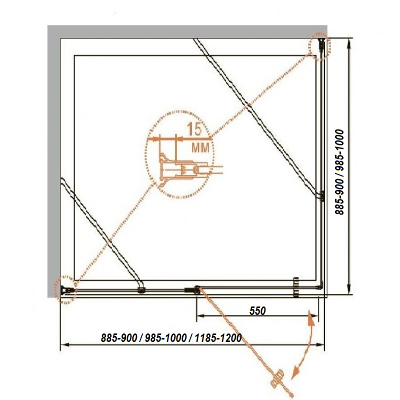 Душевой уголок CEZARES ROYAL PALACE-A-AH-12-100/90-CP-Br - Вид №1