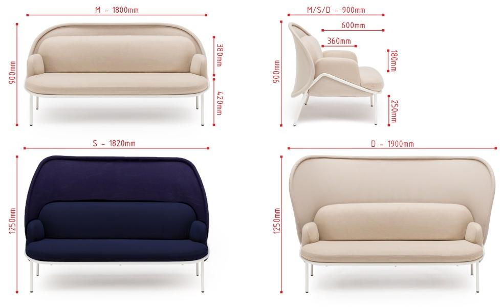 MDD 2-местный тканевый диван с огнестойкой обивкой Mesh sun-id-1395182 - Вид №5