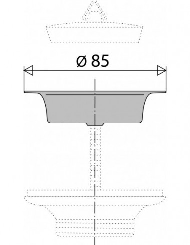 056200 000 00  Чаша для сливной раковины 60 мм, Д. 85 мм, нержавеющая сталь Valentin Сталь  - Вид №2