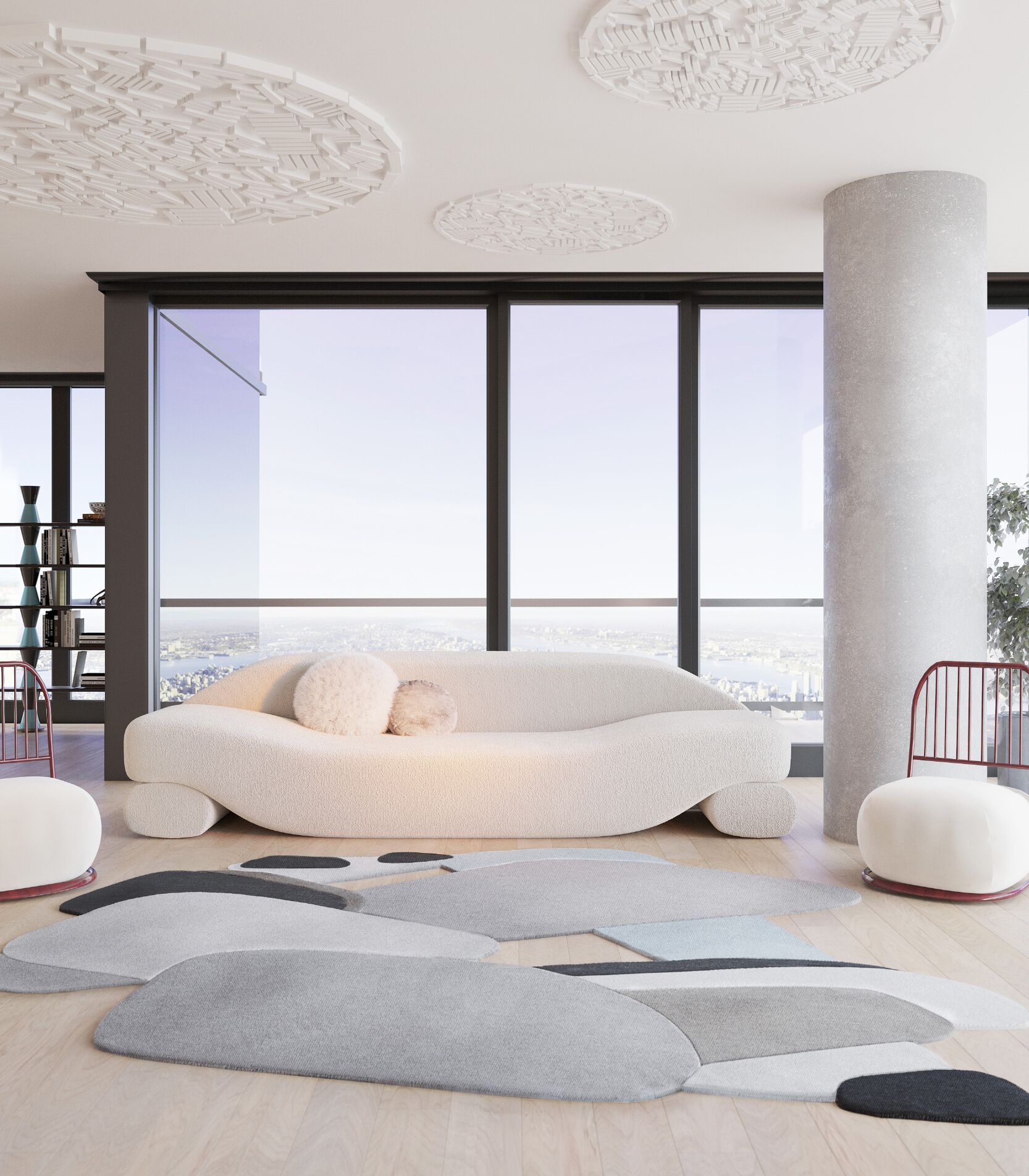 Изогнутый ковер ручной работы Tapis Rouge абстракция ARCH-00128731 - Вид №1