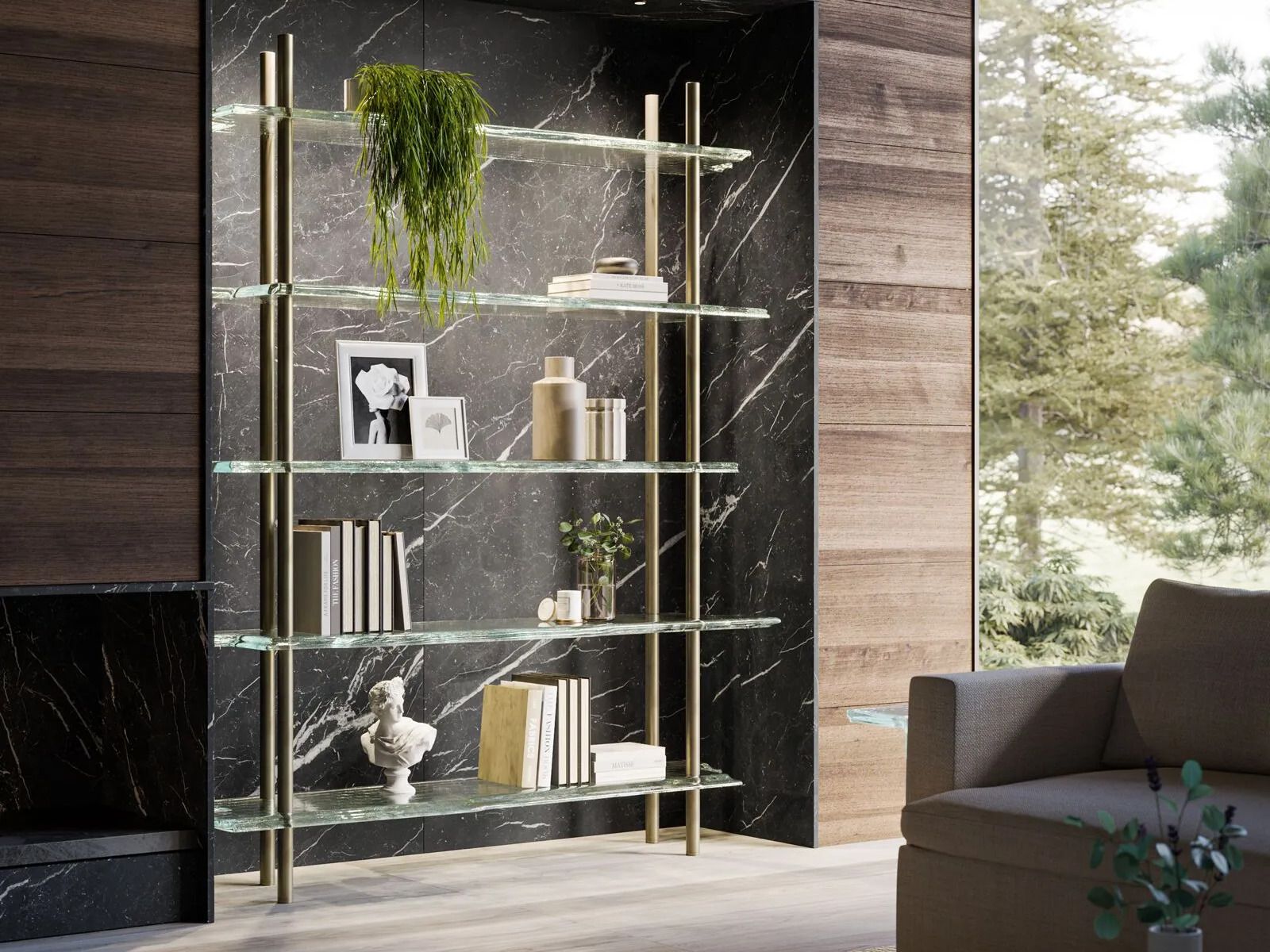 Книжный шкаф из стекла и металла ARTE VENEZIANA Melt ARCH-00064790 - Вид №2