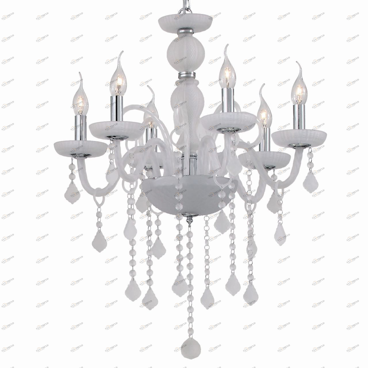 Люстра дизайнерская Infest белая, хром Giudecca SP6 Satinato IDEAL LUX ДИЗАЙНЕРСКИЕ, СВЕЧИ 057361 Белый 