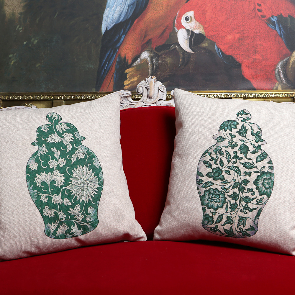 2719167 Декоративная подушка «Китайская ваза», версия 4, антик грин Object Desire  - Вид №2