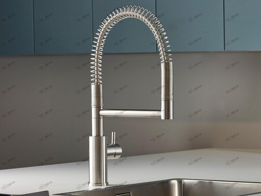 MINA Смеситель для кухни из нержавеющей стали, устанавливаемый на столешнице, с вытяжным душем  9072 