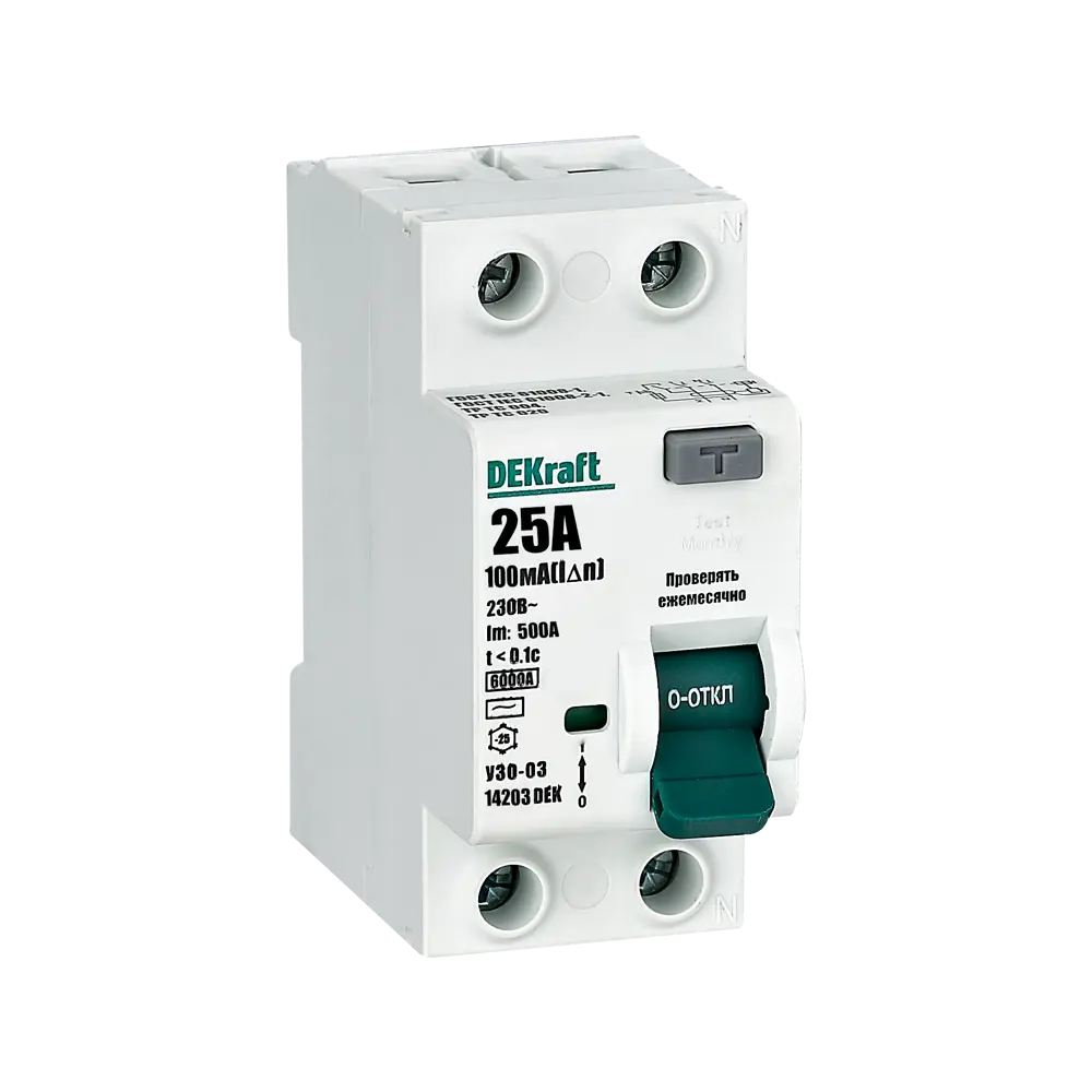DEKraft УЗО двухполюсное 25А с защитой от токов утечки 84509399 STLM-0050976