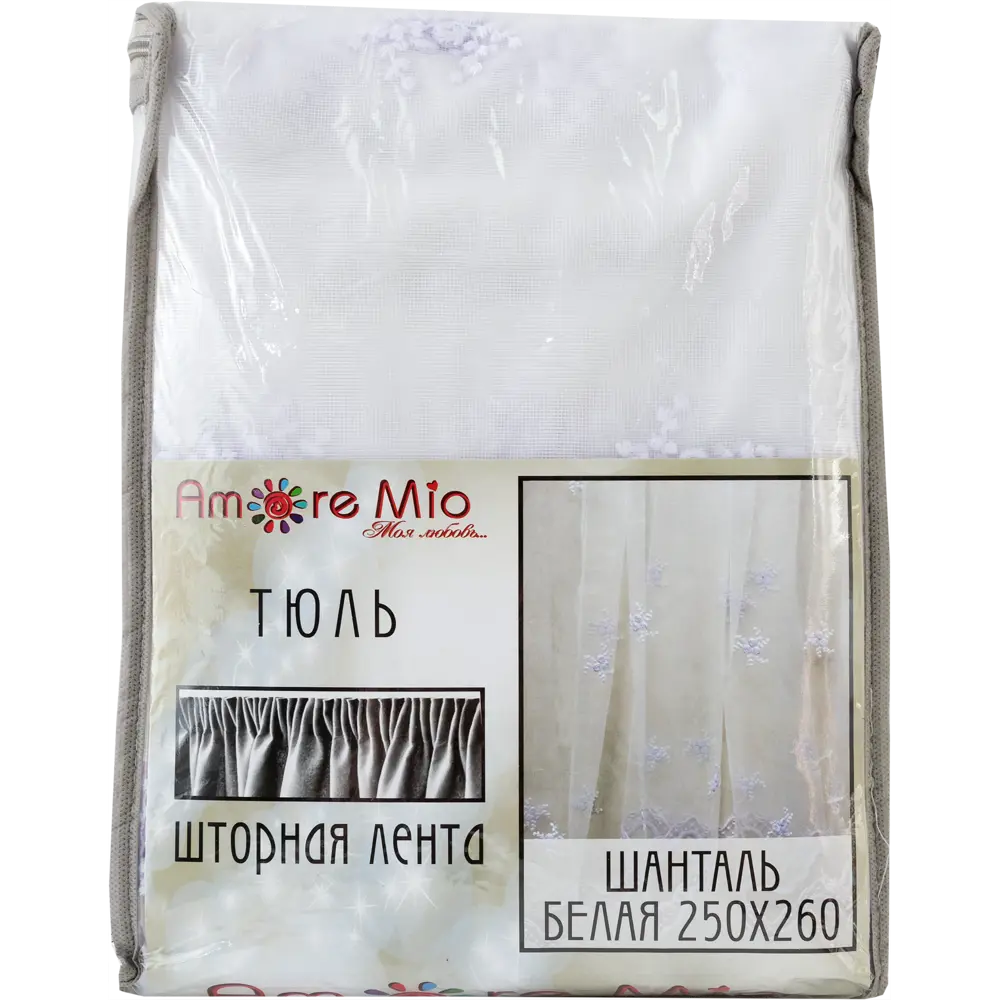 Тюль на ленте «Шанталь» 250х260 см полиэстер цветы цвет белый AMORE MIO STLM-2092055 - Вид №6