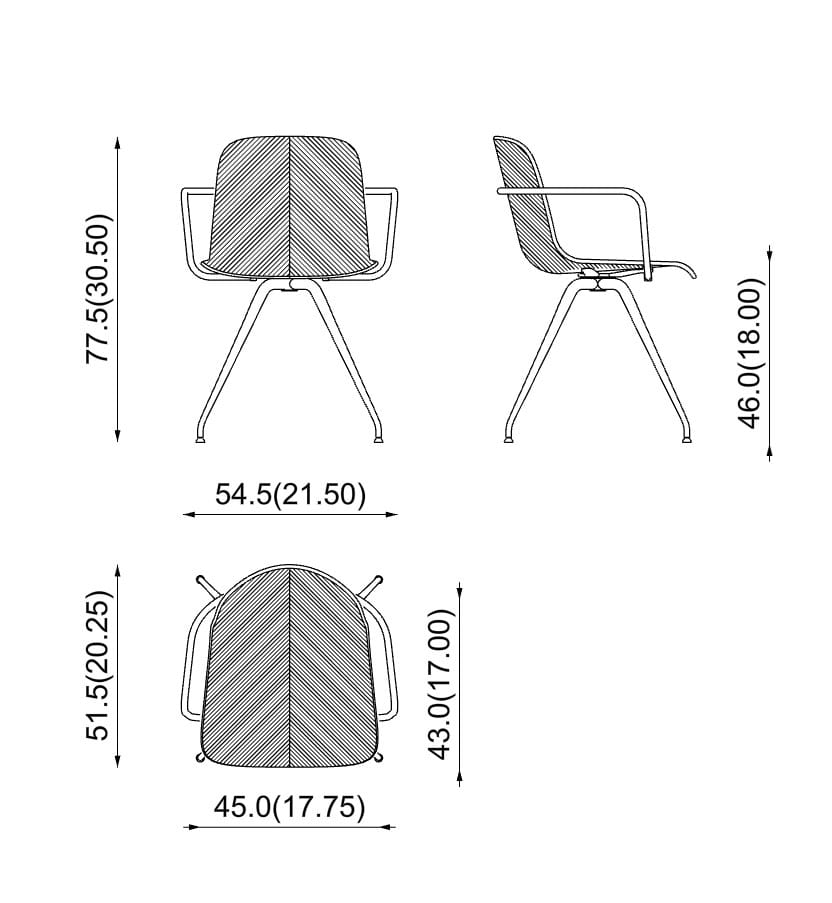 Поворотный стул из стали и дерева PIAVAL Herringbone-Contract ARCH-00047834 - Вид №4