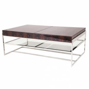 Журнальный столик прямоугольный коричневый со стеклянной полкой Burnett PUSHA PUSHA 062900 Коричневый