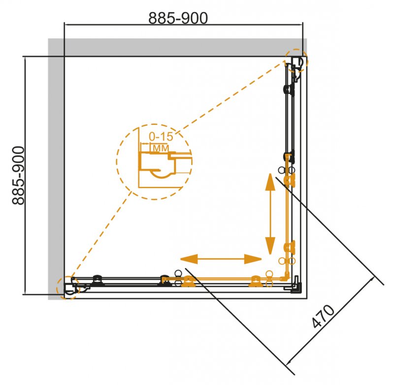 Душевой уголок CEZARES GIUBILEO-A-2-90-SCORREVOLE-CP-G - Вид №1