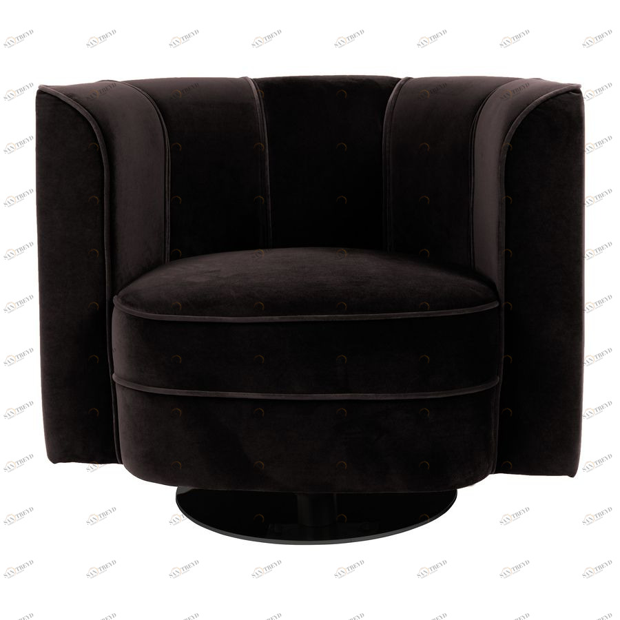 Кресло Flower черное крутящееся на одной ножке Dutchbone 3100068