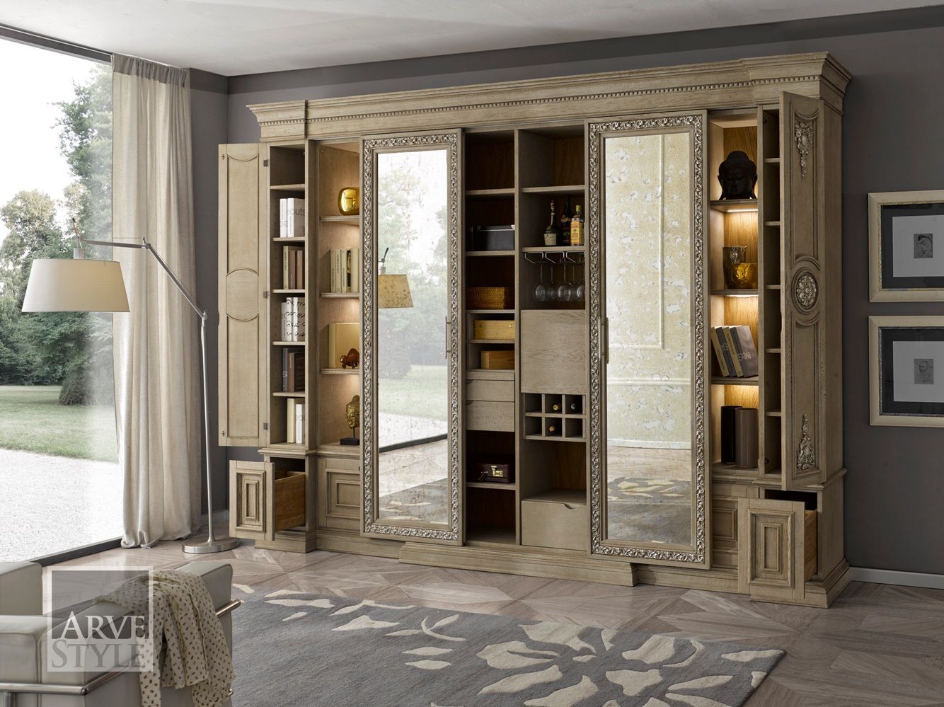 Деревянный настенный книжный шкаф с освещением Arvestyle Giulio ARCH-00117678 - Вид №1